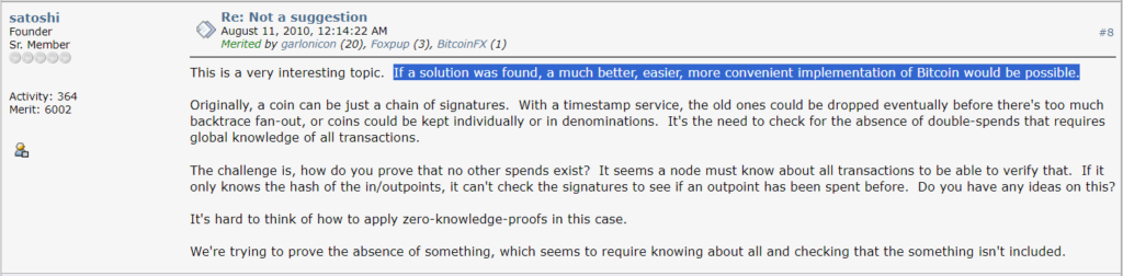 Big Questions: What did Satoshi Nakamoto think about ZK-proofs?