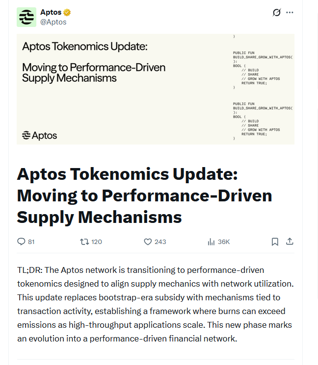 Aptos eyes tokenomics overhaul to scale APT deflation